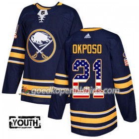 Buffalo Sabres Kyle Okposo 21 Adidas 2017-2018 Navy Blauw USA Flag Fashion Authentic Shirt - Kinderen